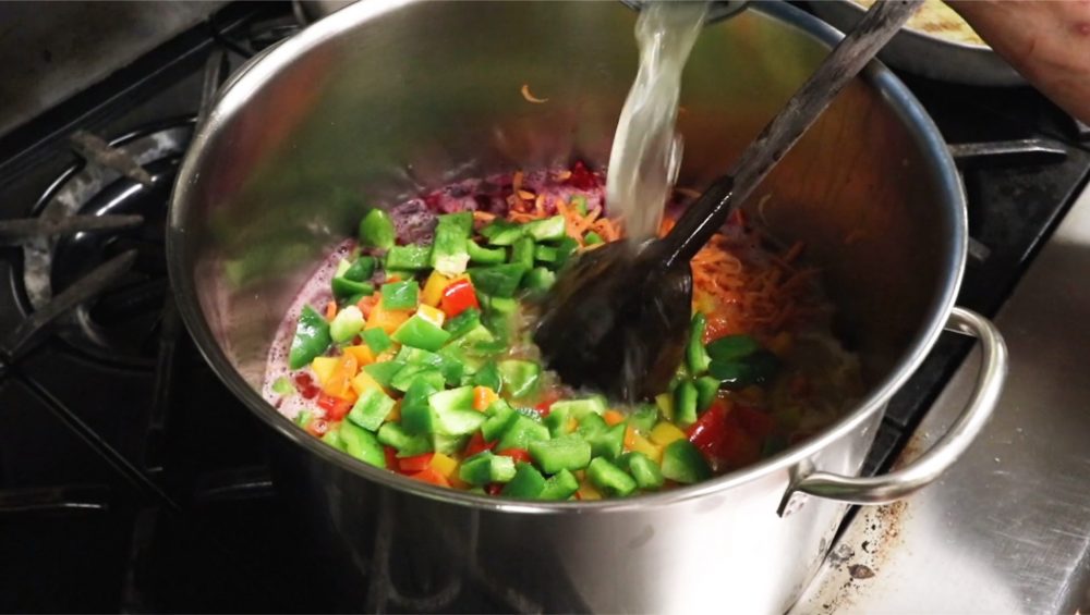 Soup being prepared at Manoogian Manor