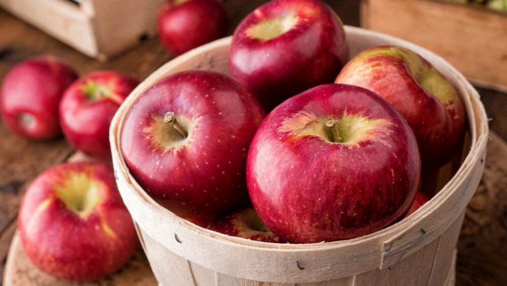 A basket of red apples.