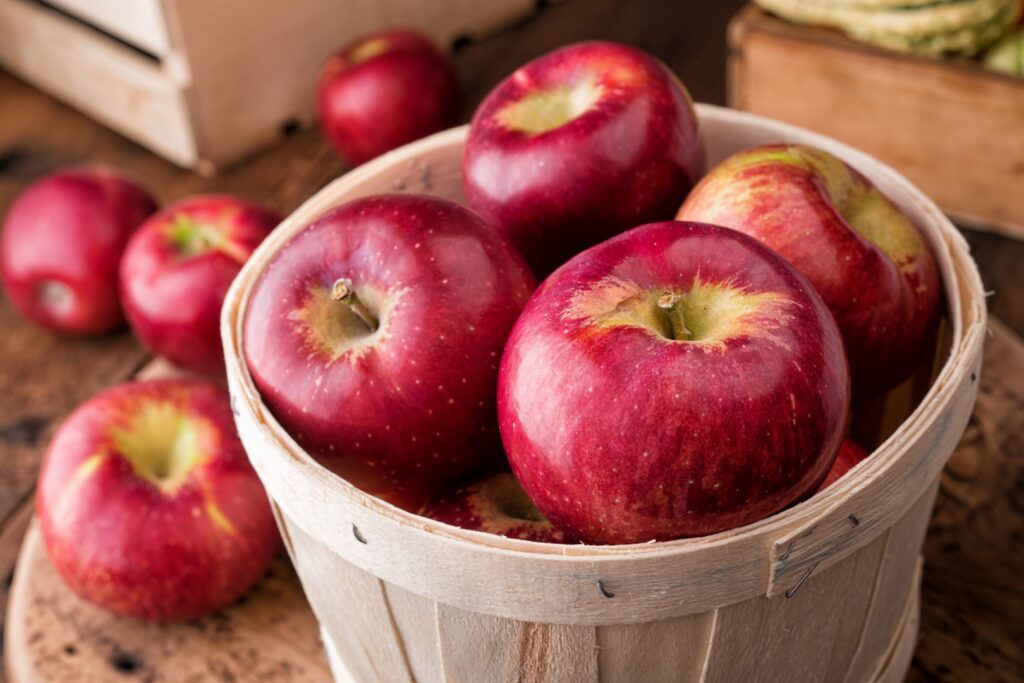 A basket of red apples.