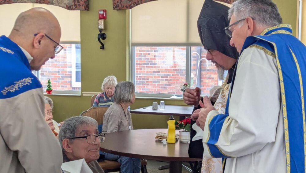 Priests visiting Manoogian Manor for service.